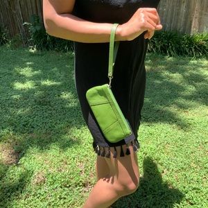Green leather wristlet